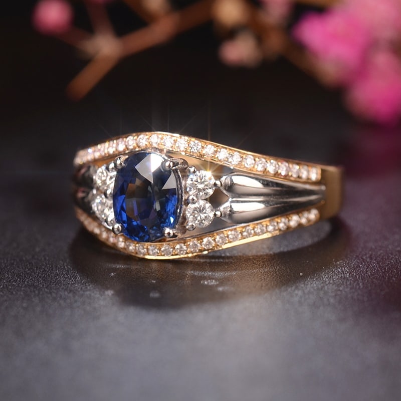 14k Gold 1.47 Ctw Natural Sapphire & Diamond Ring - 3