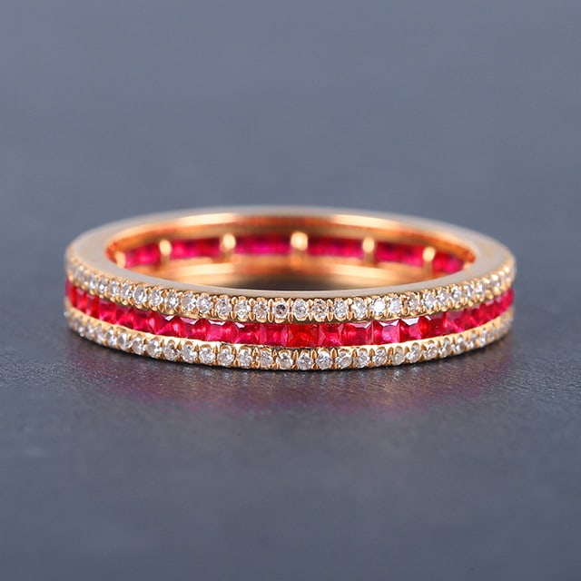 14k Gold 1.48 Ctw Natural Ruby & Diamond Ring - 2