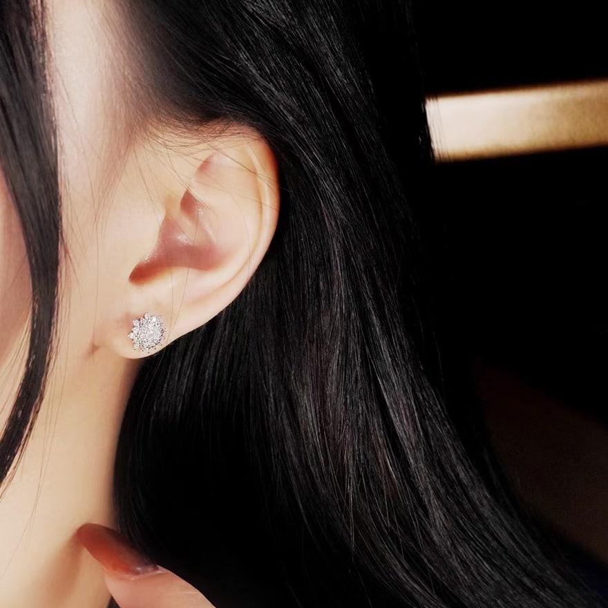 14k Gold 0.50 Ct Natural H Diamond Earrings - 7