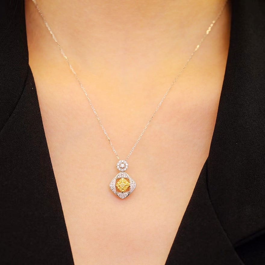 14k Gold 0.75 Ct Natural H Diamond Necklace - 7