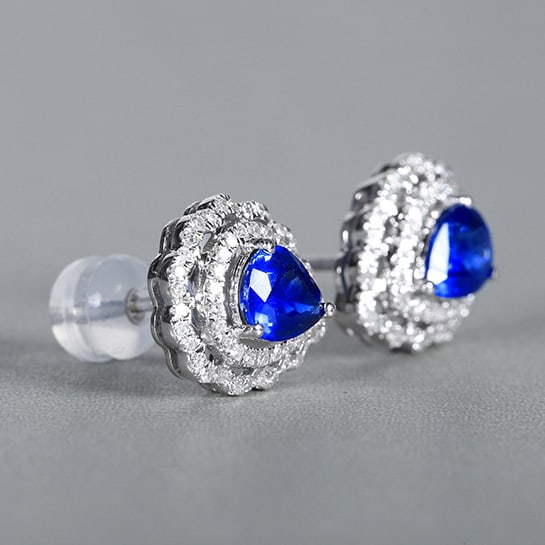 14k Gold 1.69 Ctw Natural Sapphire & Diamond Earrings - 7