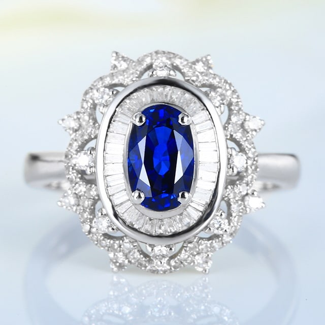 14k Gold 1.72 Ctw Natural Sapphire & Diamond Ring - 3