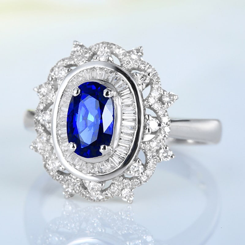 14k Gold 1.72 Ctw Natural Sapphire & Diamond Ring - 7