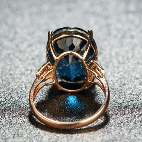 14k Gold 16.52 Ct Natural Topaz & Diamond Ring - 3