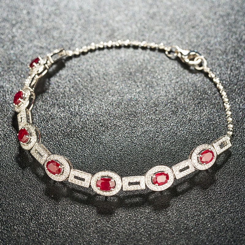 14k Gold 2.45 Ctw Natural Ruby & Diamond Bracelet - 5