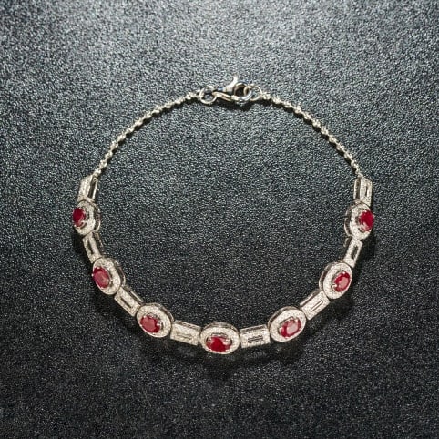 14k Gold 2.45 Ctw Natural Ruby & Diamond Bracelet - 6