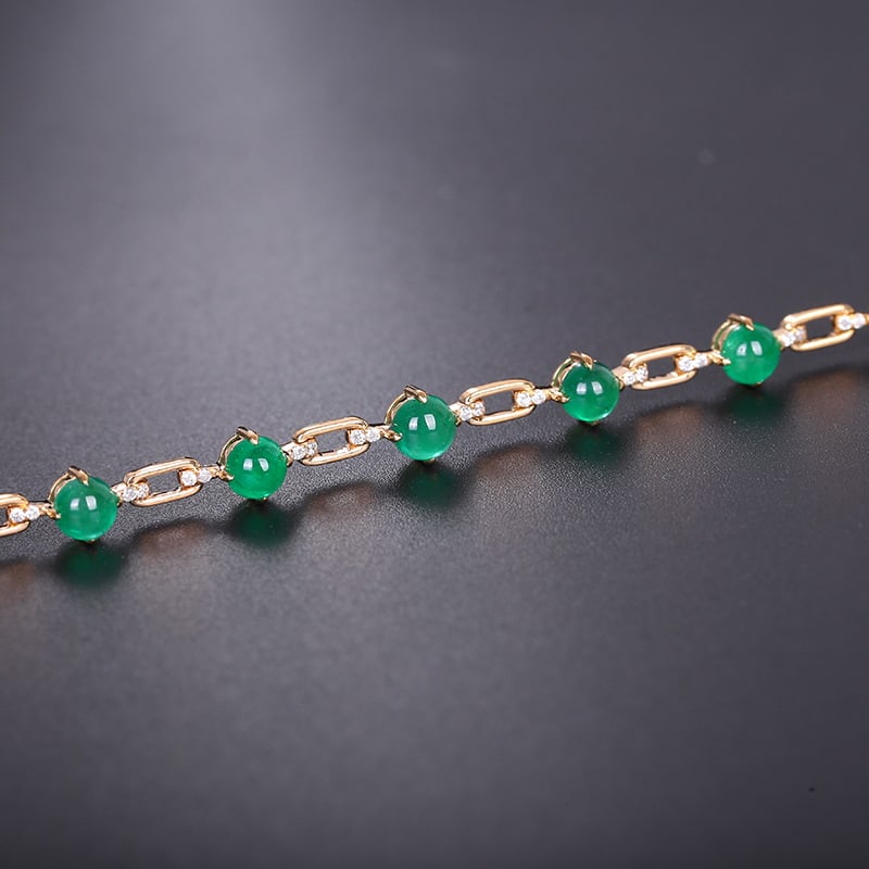 14k Gold 3.35 Ctw Natural Emerald & Diamond Bracelet - 3