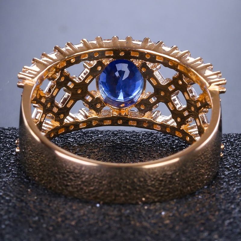 14k Gold 1.53 Ctw Natural Sapphire & Diamond Ring - 5