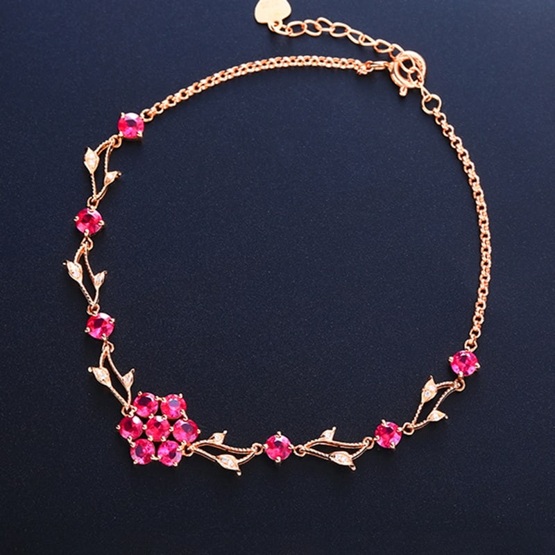 14k Gold 2.21 Ctw Natural Ruby & Diamond Bracelet - 2