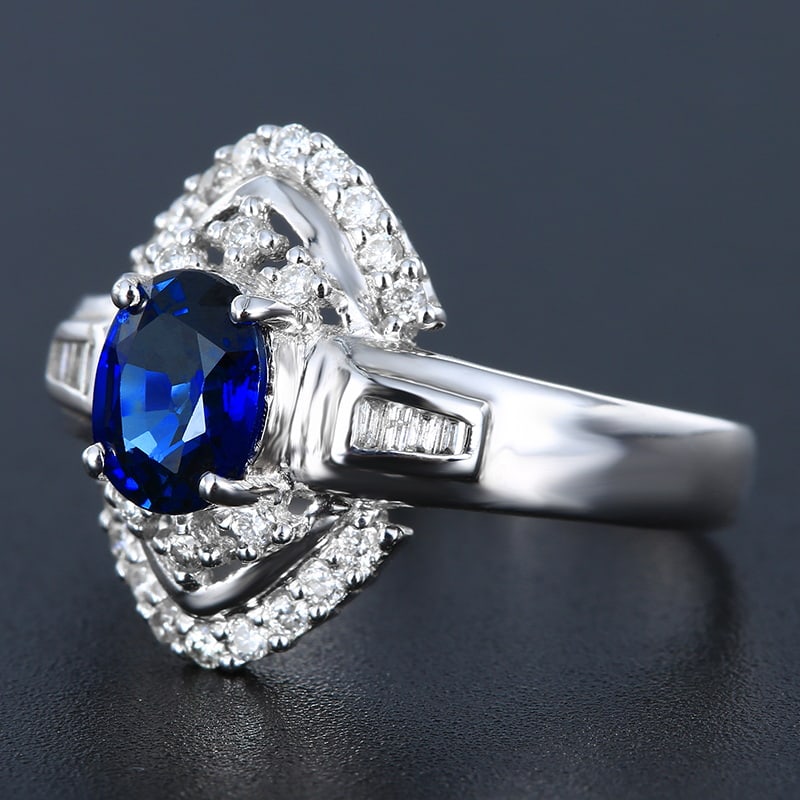 14k Gold 1.45 Ctw Natural Sapphire & Diamond Ring - 2