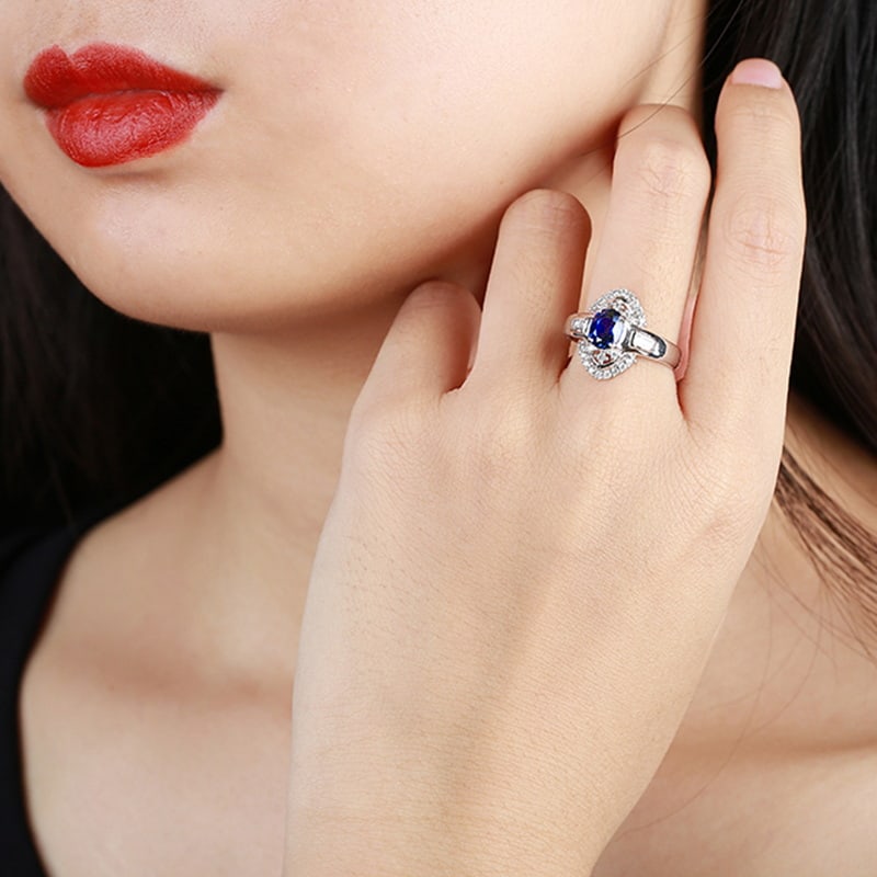 14k Gold 1.45 Ctw Natural Sapphire & Diamond Ring - 5