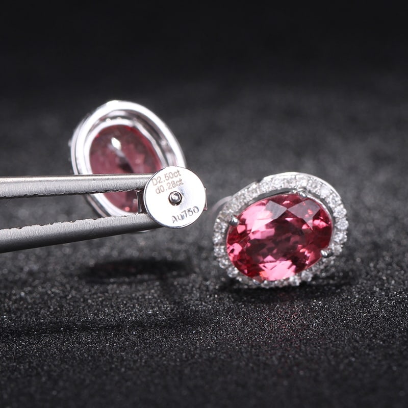 14k Gold 2.78 Ctw Natural Spinel & Diamond Earrings - 4