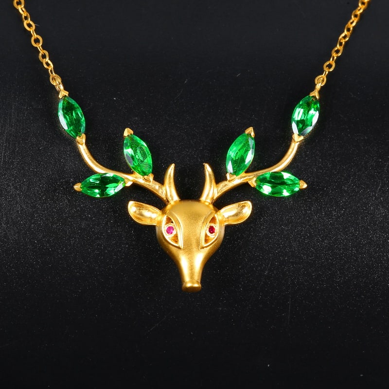 14k Gold 0.91 Ctw Vivid Green Natural Tsavorite & Ruby Necklace: Ref:230939231 // gold content:14k gold // main gemstone:tsavorite // shape:marquise // carat weight:0. 9ct // color:vivid green // treatment:natural // // adjacent gemstone 2 : ruby // number of stone