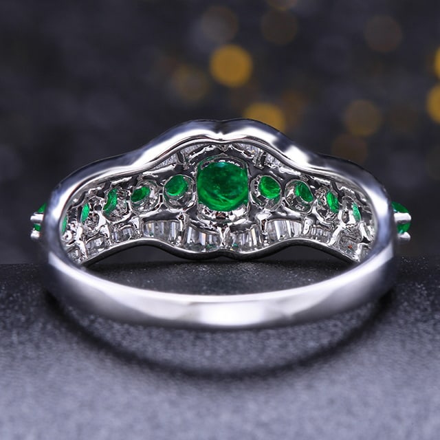 14k Gold 1.32 Ctw Vivid Green Natural Emerald & Diamond Ring - 3