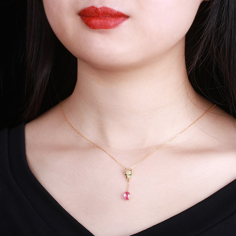 14k Gold 1.01 Ctw Natural Sapphire & Diamond Necklace - 6