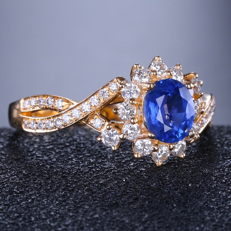 14k Gold 1.30 Ctw Natural Sapphire & Diamond Ring - 2