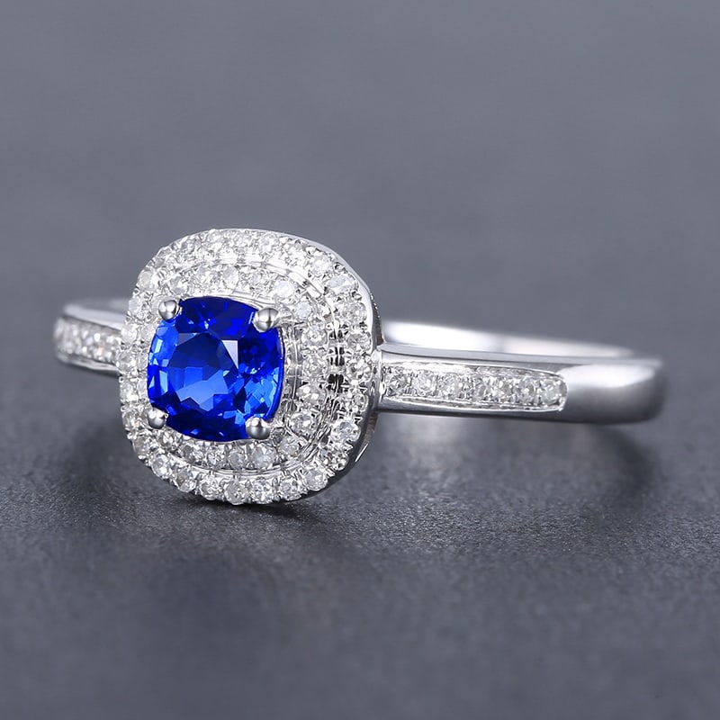 14k Gold 0.74 Ctw Natural Sapphire & Diamond Ring - 3
