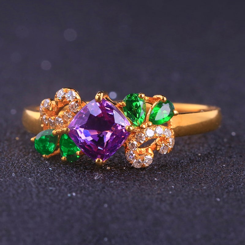 14k Gold 1.51 Ctw Natural Sapphire & Diamond Ring - 5