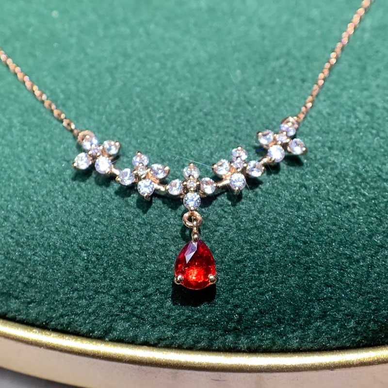 14k Gold 0.25 Ctw Natural Ruby & Diamond Necklace - 5