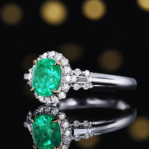 14k Gold 1.44 Ctw Natural Emerald & Diamond Ring - 4