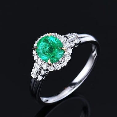 14k Gold 1.44 Ctw Natural Emerald & Diamond Ring - 6