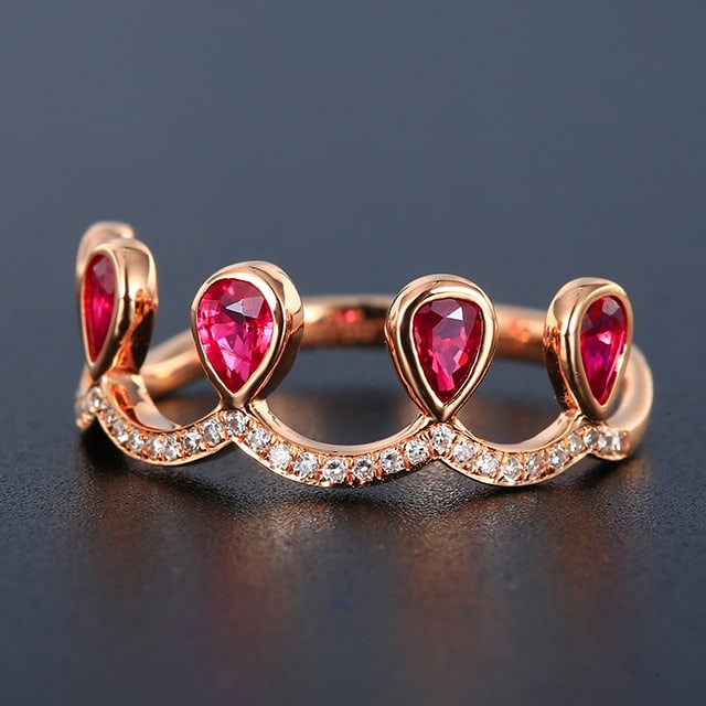 14k Gold 1.00 Ctw Natural Ruby & Diamond Ring - 9