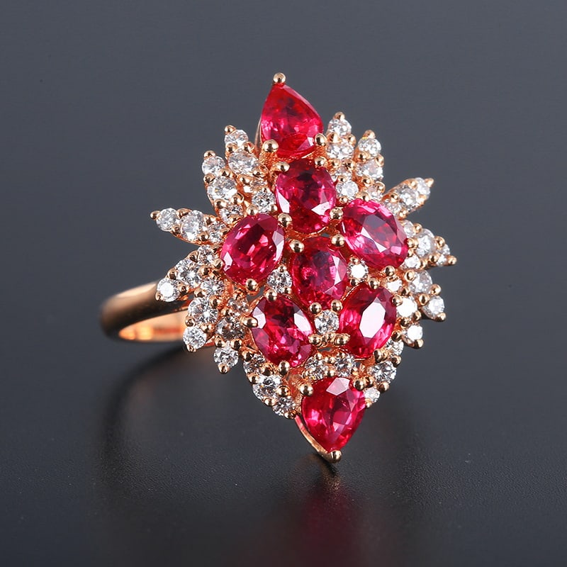 14k Gold 2.78 Ctw Natural Ruby & Diamond Ring - 4