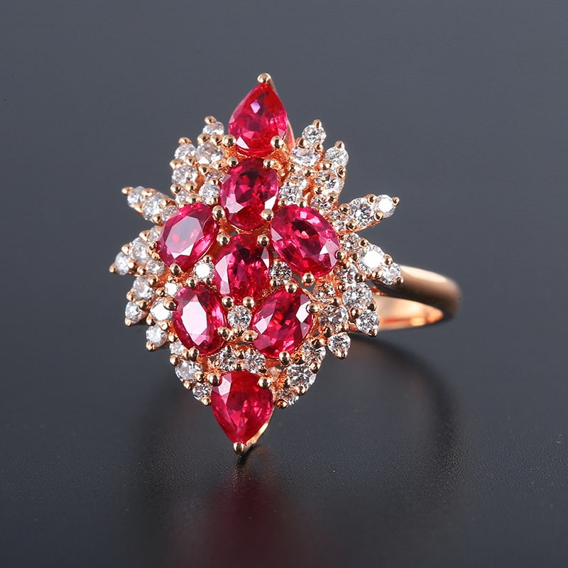 14k Gold 2.78 Ctw Natural Ruby & Diamond Ring - 6