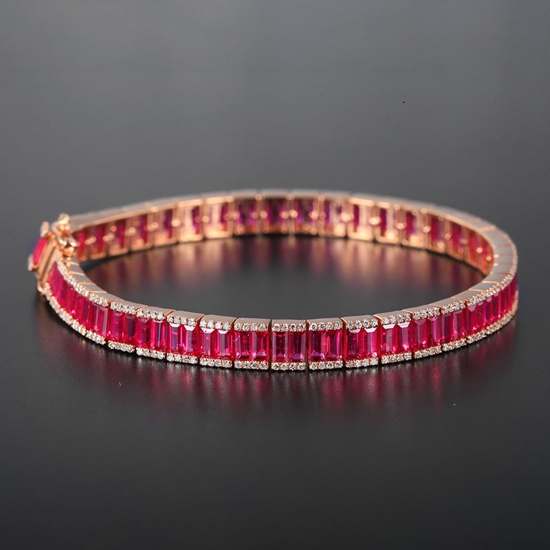 14k Gold 11.11 Ctw Natural Ruby & Diamond Bracelet - 4