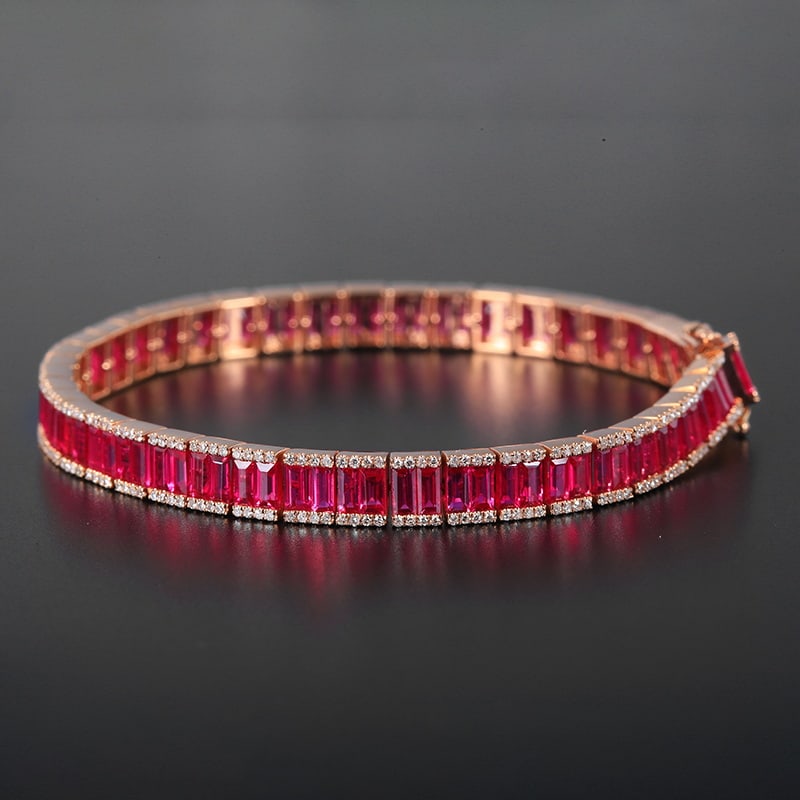 14k Gold 11.11 Ctw Natural Ruby & Diamond Bracelet - 5