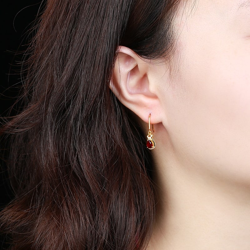 14k Gold 1.04 Ctw Natural Ruby & Diamond Earrings - 2