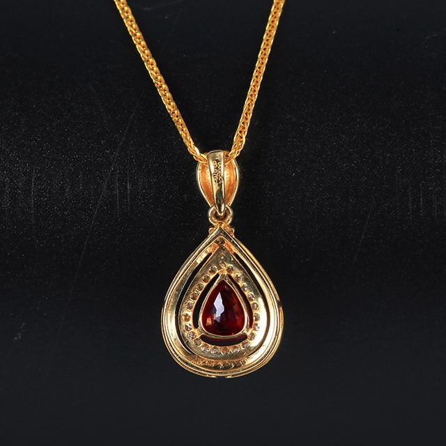14k Gold 0.32 Ctw Natural Ruby & Diamond Pendant( Without Chain ) - 2