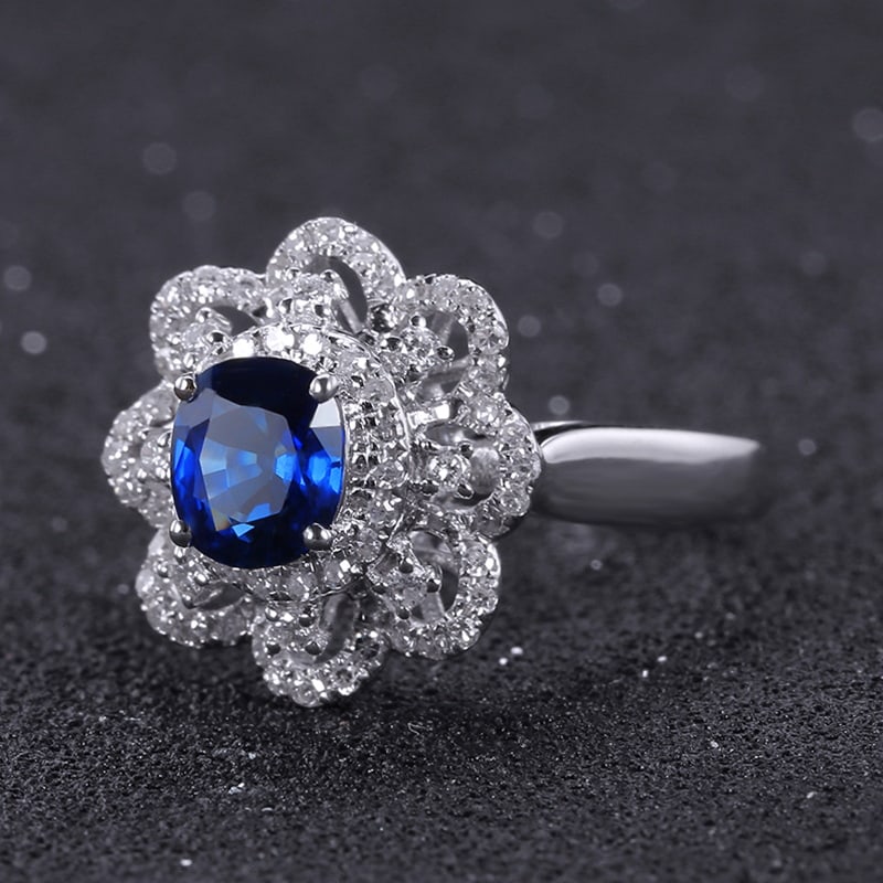 14k Gold 1.45 Ctw Natural Sapphire & Diamond Ring - 4