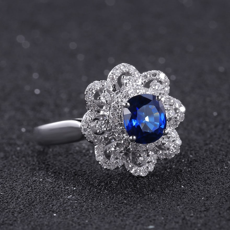 14k Gold 1.45 Ctw Natural Sapphire & Diamond Ring - 5