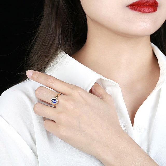 14k Gold 1.12 Ctw Natural Sapphire & Diamond Ring - 6