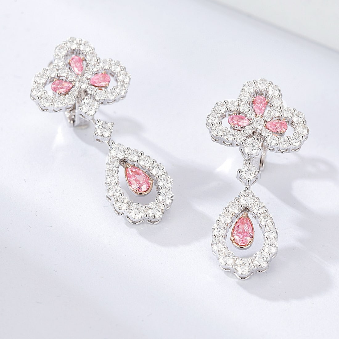 14k Gold 3.06 Ctw Natural Pink Diamond & Diamond Earrings - 6
