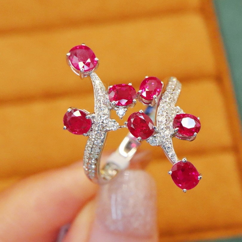 14k Gold 2.43 Ctw Natural Ruby & Diamond Ring - 2