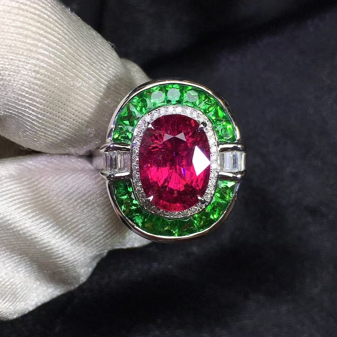 14k Gold 3.58 Ctw Natural Tourmaline & Diamond Ring - 2