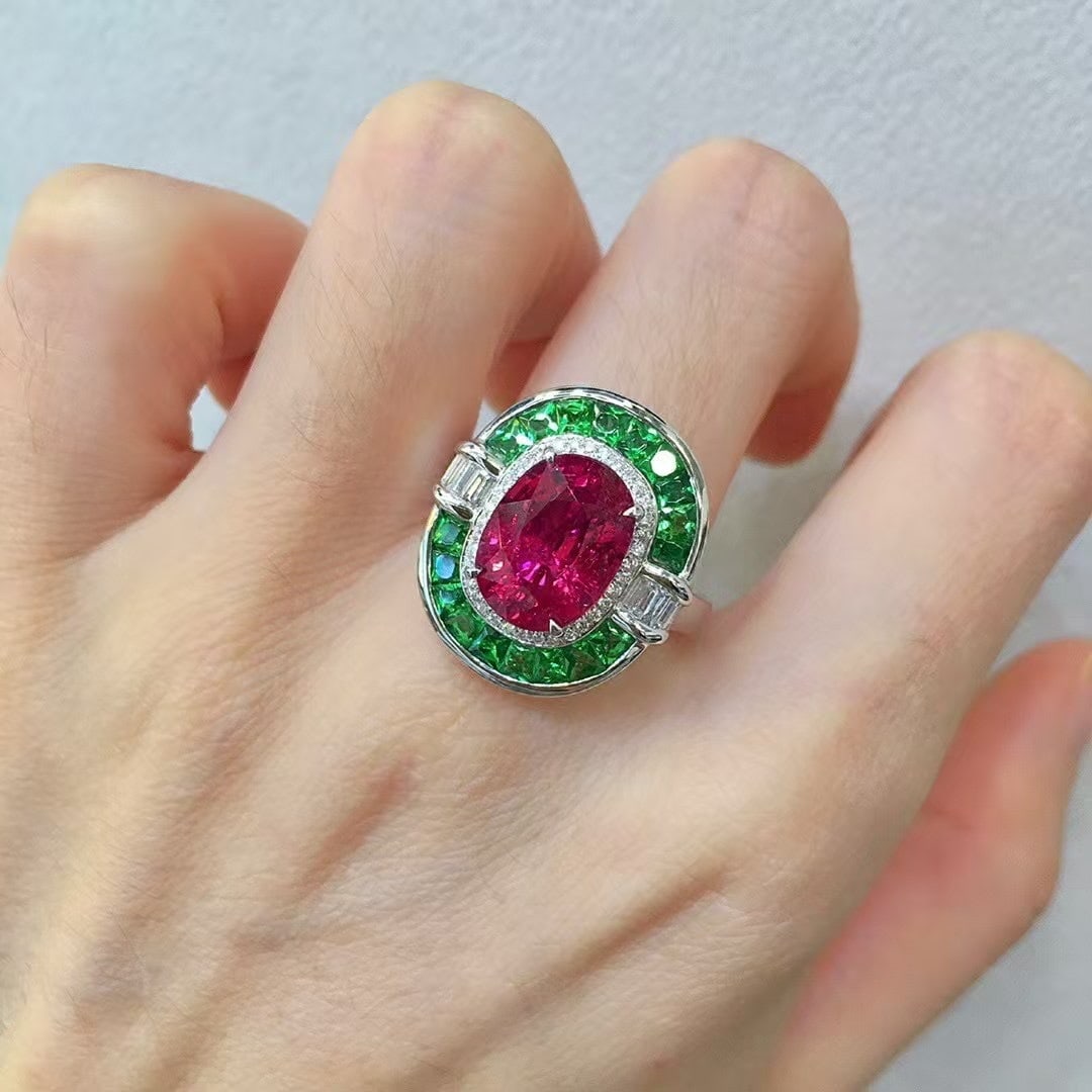 14k Gold 3.58 Ctw Natural Tourmaline & Diamond Ring - 3