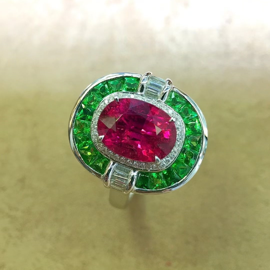 14k Gold 3.58 Ctw Natural Tourmaline & Diamond Ring - 4
