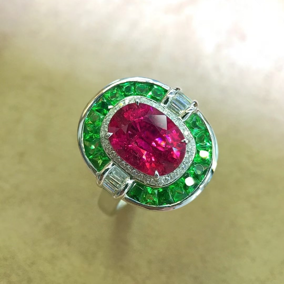 14k Gold 3.58 Ctw Natural Tourmaline & Diamond Ring - 5