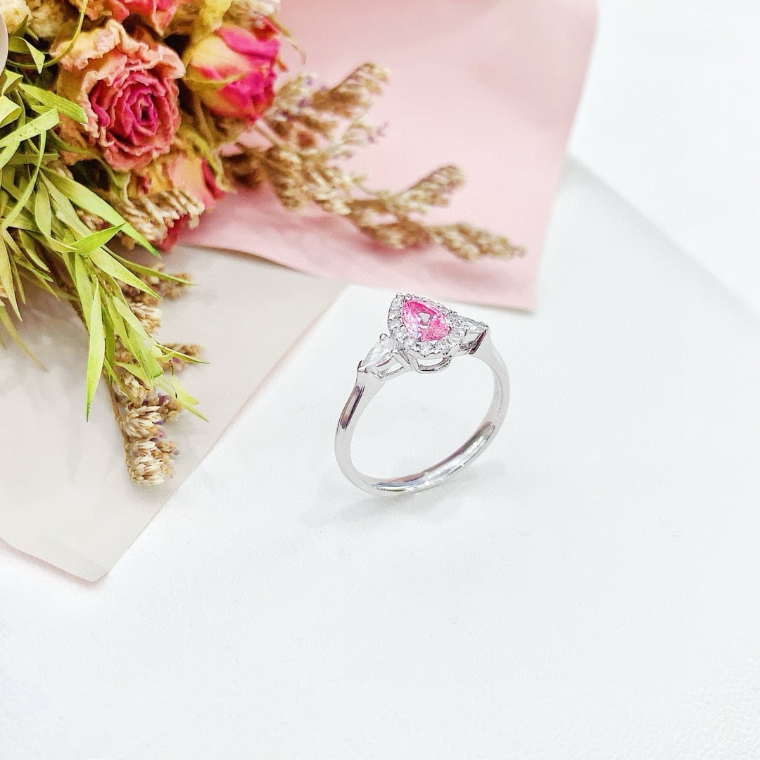 14k Gold 0.64 Ctw Natural Pink Diamond & Diamond Ring - 3