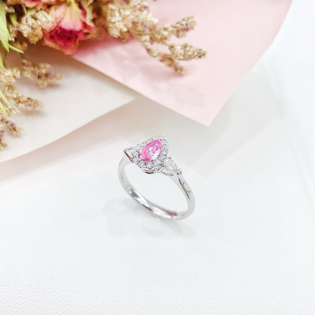 14k Gold 0.64 Ctw Natural Pink Diamond & Diamond Ring - 4