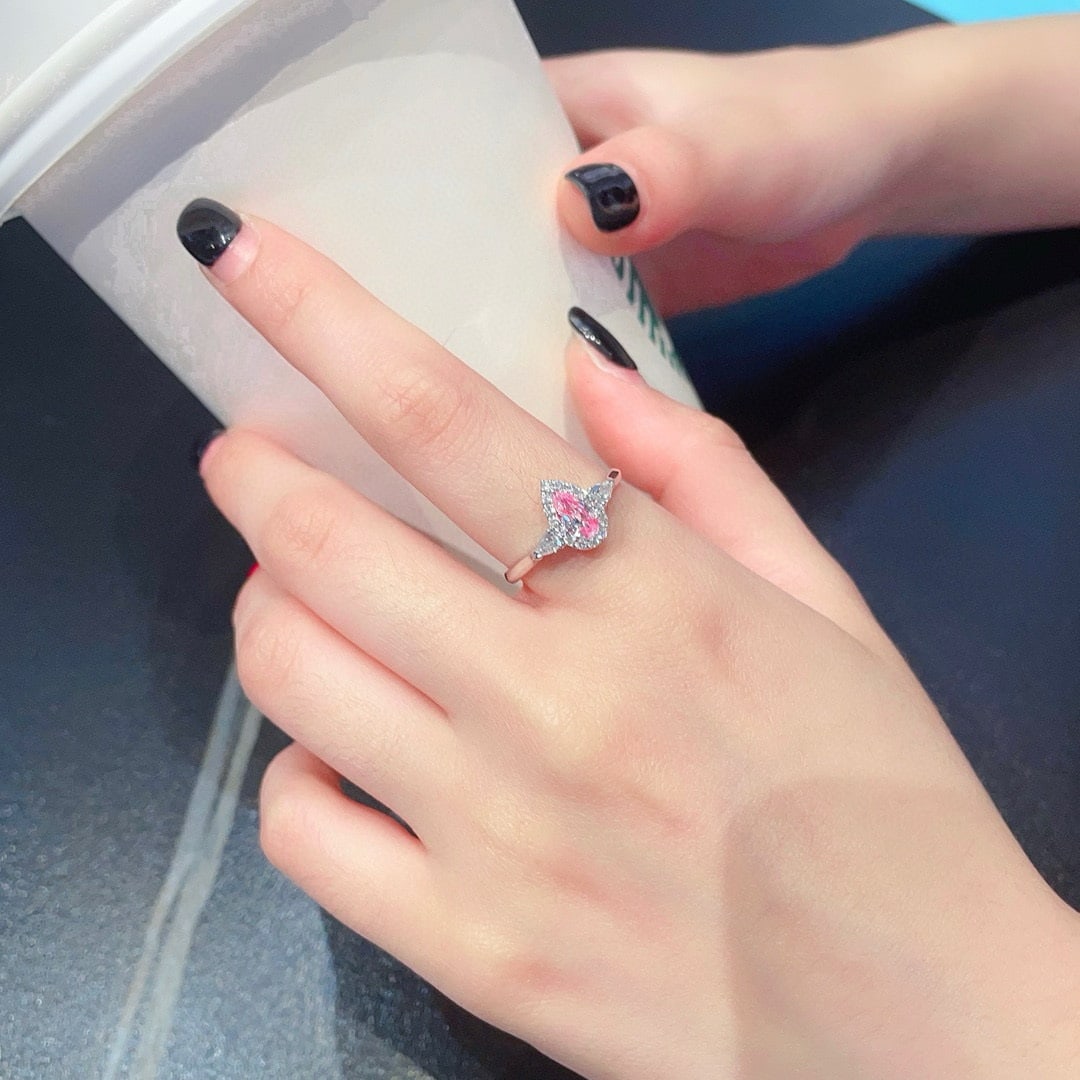 14k Gold 0.64 Ctw Natural Pink Diamond & Diamond Ring - 5