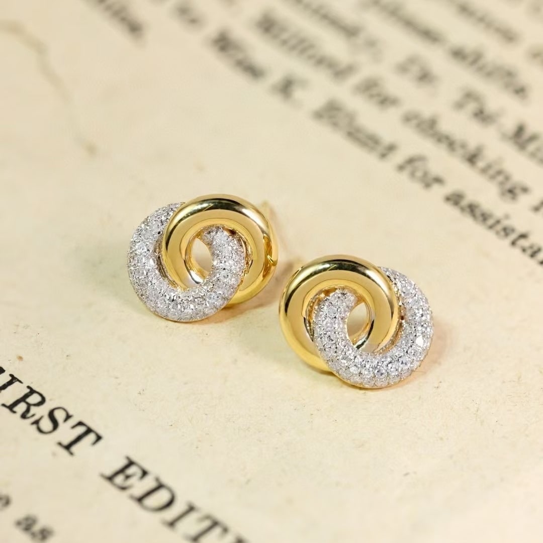 14k Gold 0.6 Ct Natural H Diamond Earrings - 4