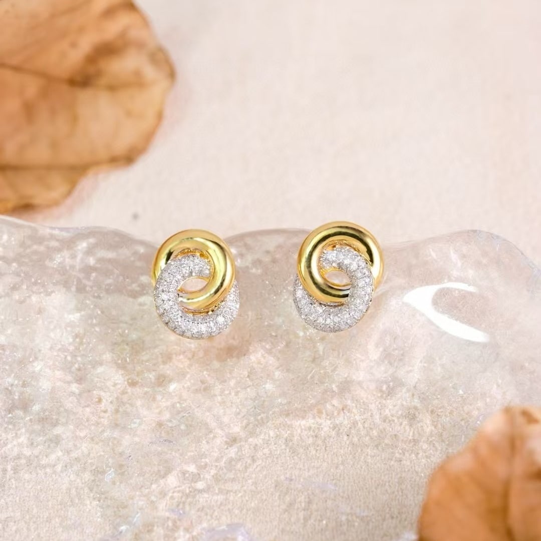 14k Gold 0.6 Ct Natural H Diamond Earrings - 6