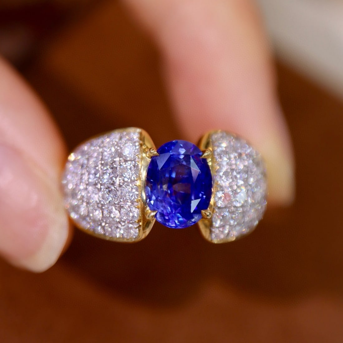 14k Gold 3.86 Ctw Natural Sapphire & Diamond Ring - 4