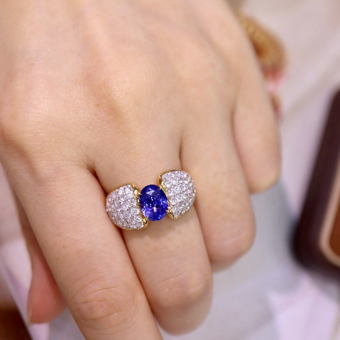 14k Gold 3.86 Ctw Natural Sapphire & Diamond Ring - 5