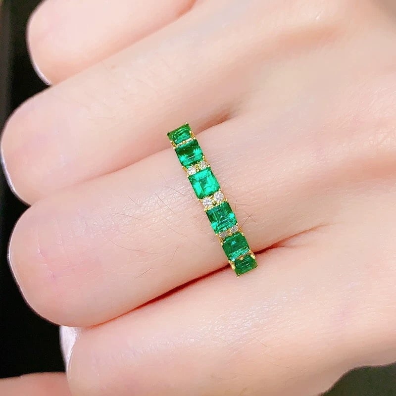 14k Gold 1.04 Ctw Vivid Green Natural Emerald & Diamond Ring - 3
