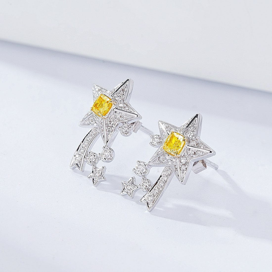 14k Gold 0.48 Ctw Natural Yellow Diamond & Diamond Earrings - 5